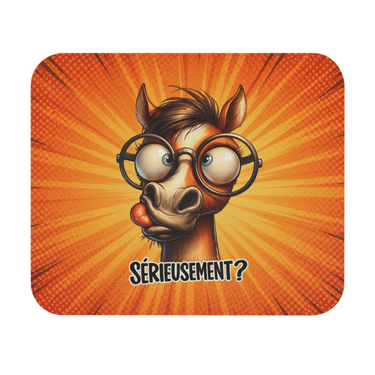 Tapis de Souris 22x18cm Cheval Drôle Sérieusement Humour Animal Lunettes Rigolotes Bureau Gaming Cadeau Original