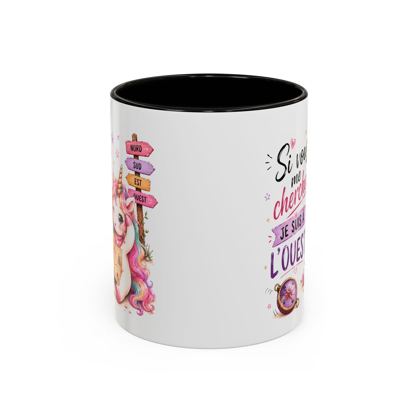 Tasse Si Vous Me Cherchez Je Suis À L’Ouest – Mug Licorne Humour Kawaii – Cadeau Femme Fille 325ml
