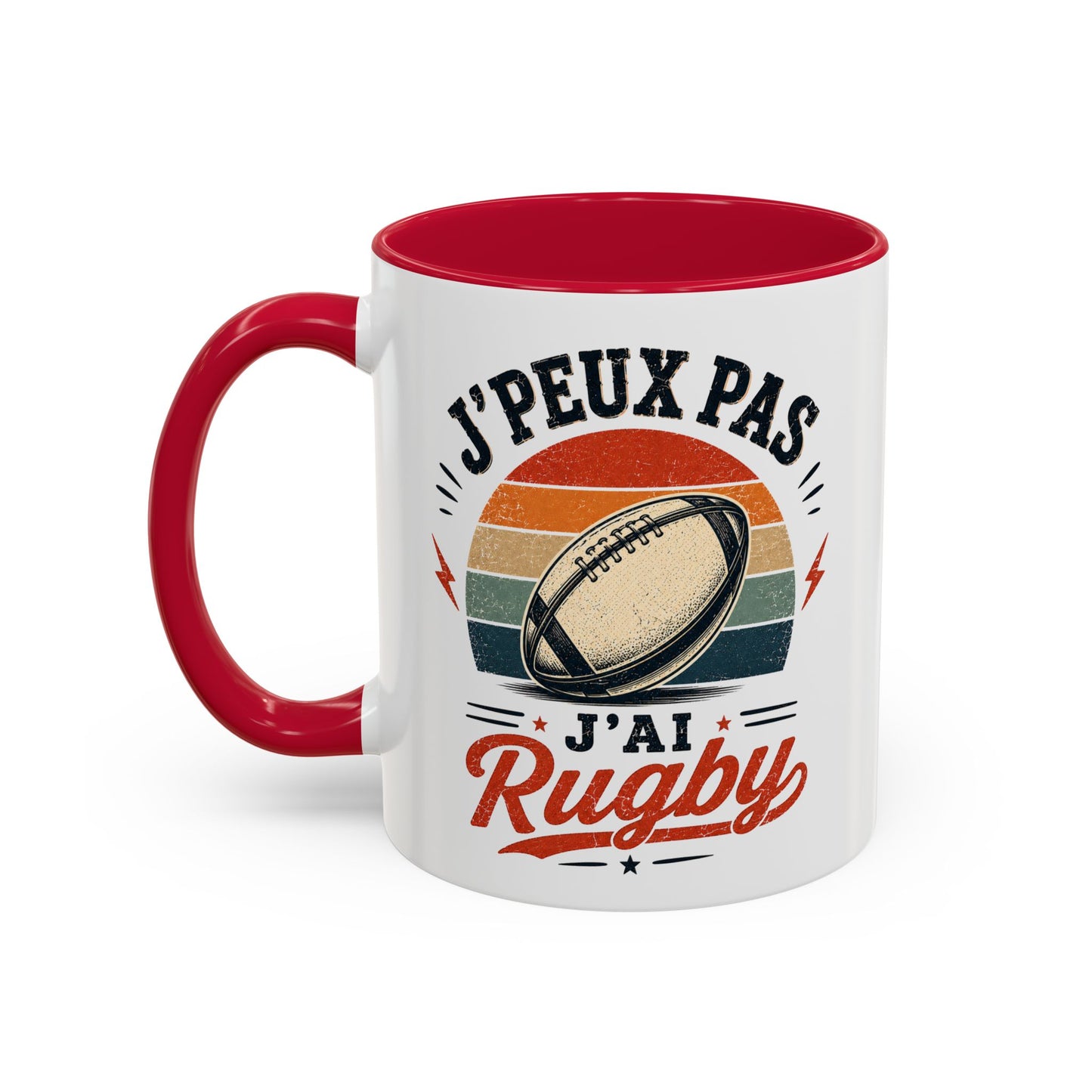 Tasse J’Peux Pas J’Ai Rugby – Mug Rugby Vintage Humoristique – Cadeau Rugbyman Homme Femme 325ml