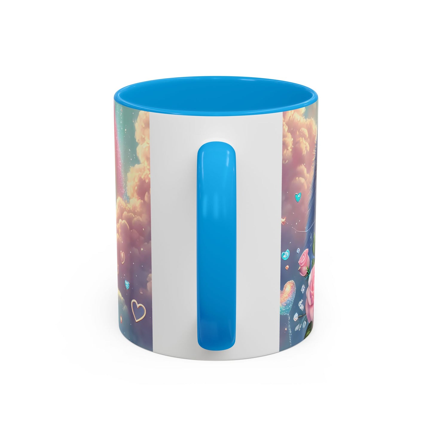 Mug Chat Blanc Kawaii – Tasse Féérique Pastel avec Arc-en-Ciel et Roses – Cadeau Amoureux des Chats 325ml