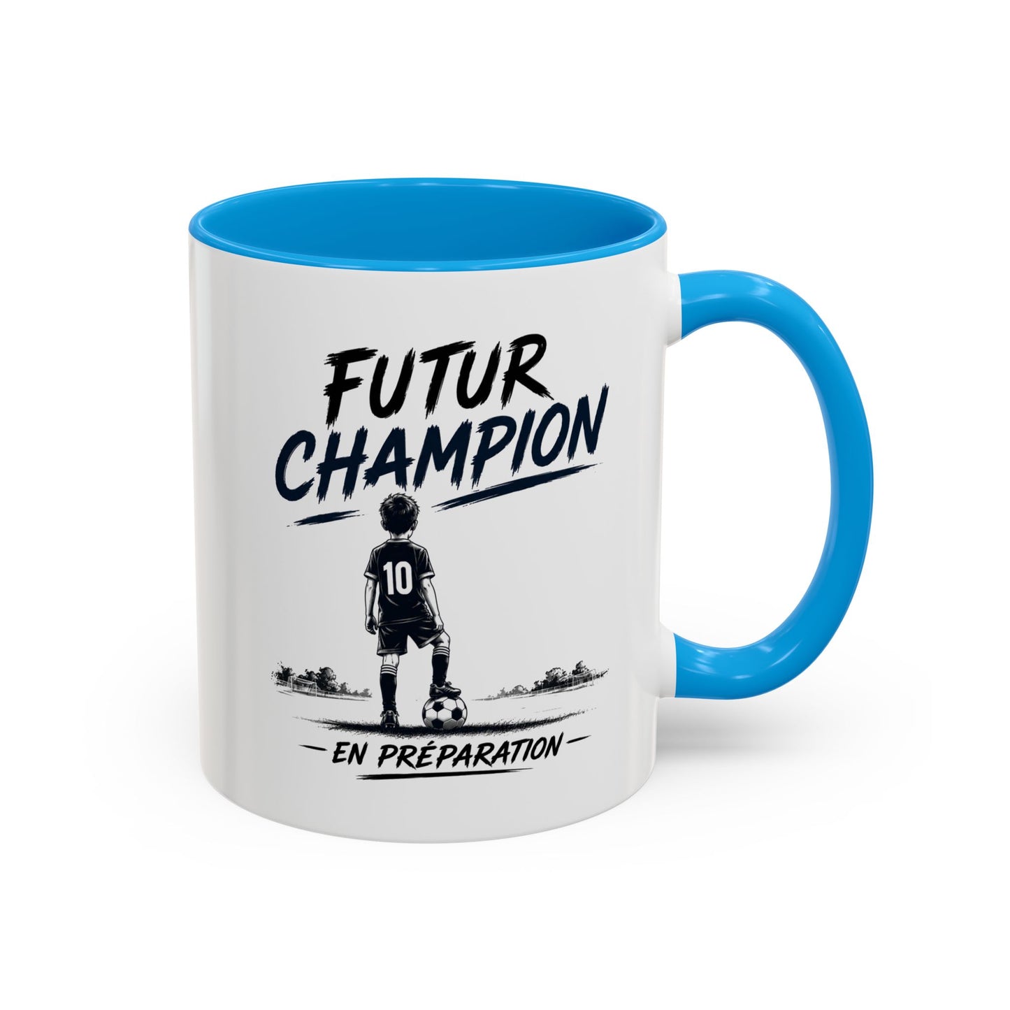 Mug Futur Champion en Préparation – Tasse Football Garçon Numéro 10, Cadeau Original pour Passionné de Foot, Idée Cadeau Anniversaire Noël Noir Bleu Rouge