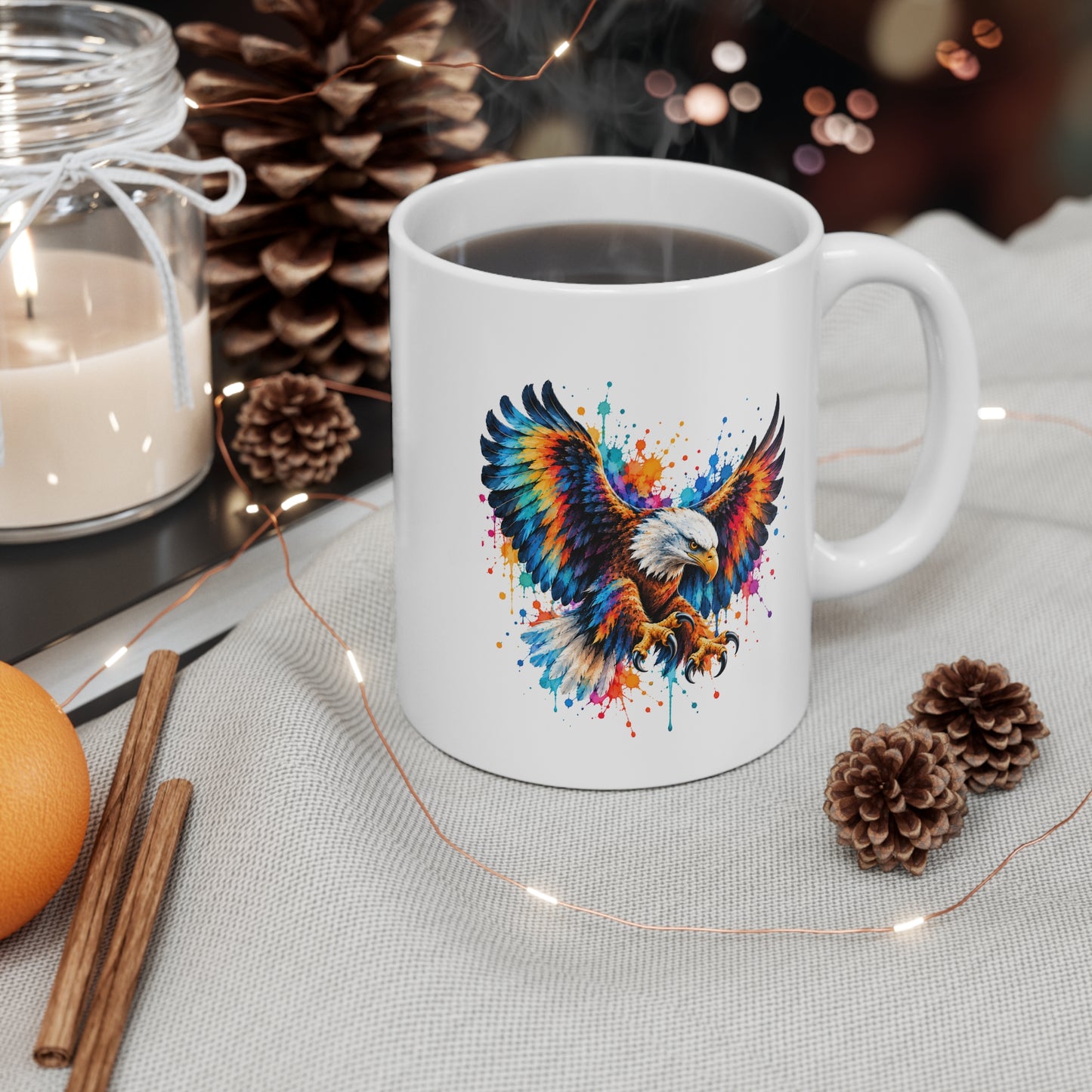 Mug Aigle Coloré – Tasse Aigle Majestueux en Vol Style Aquarelle – Cadeau Original Amoureux des Aigles et Animaux Sauvages