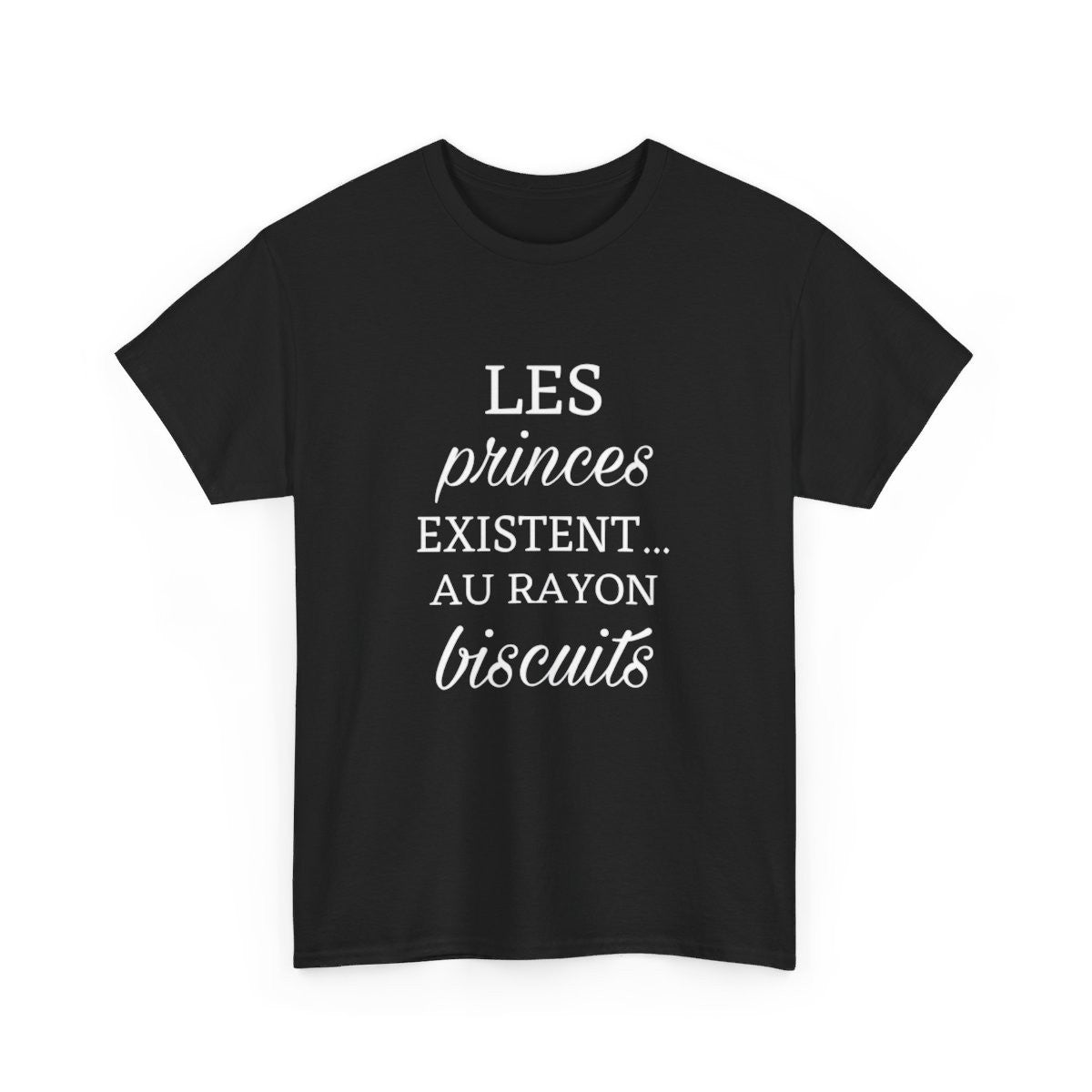 Tee shirt noir  Femme les princes existent au rayon biscuit idée cadeau humour drôle amusant