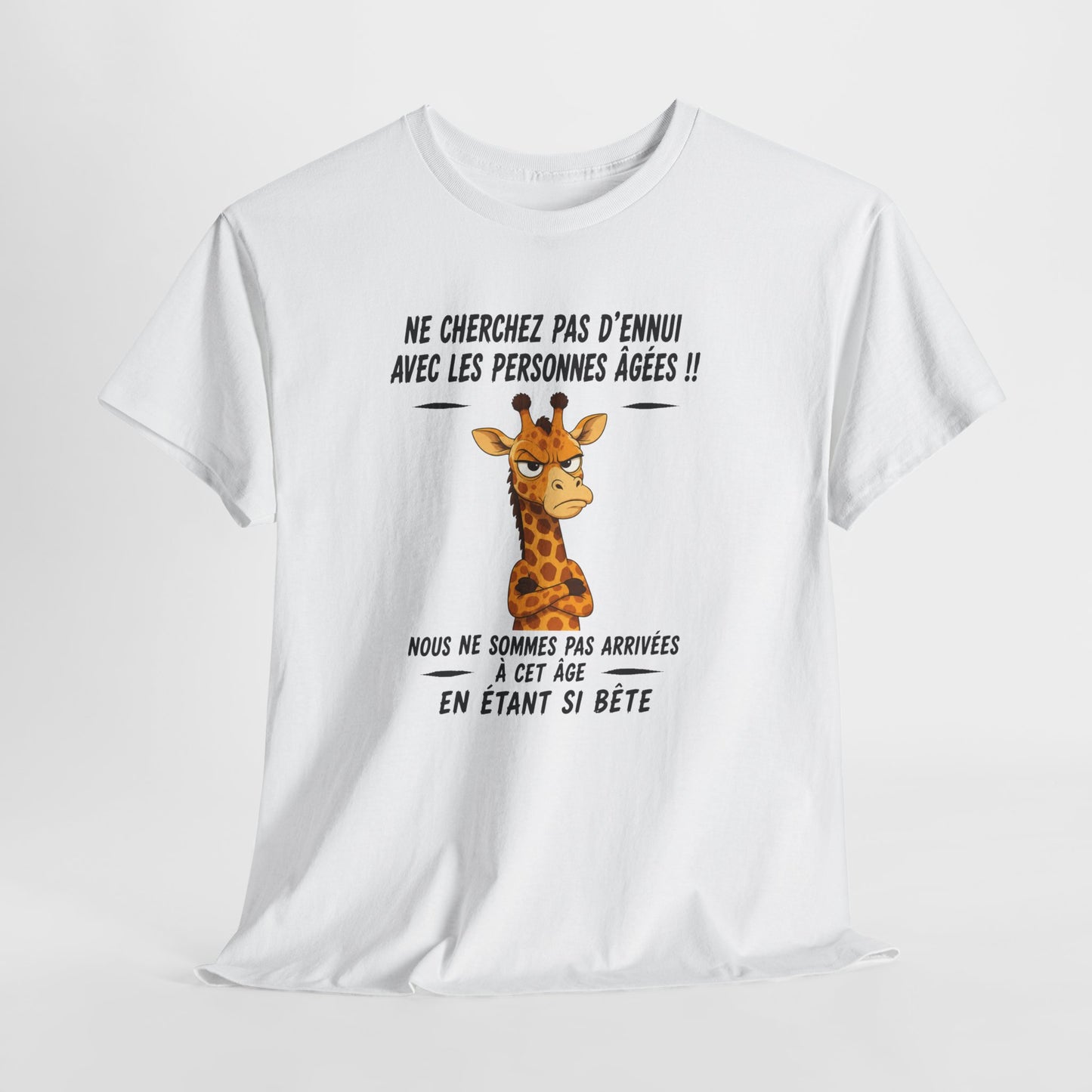 Tee-Shirt Humour Senior Retraité – Cadeau Homme Femme Personne Âgée – Girafe Drôle Anniversaire Retraite