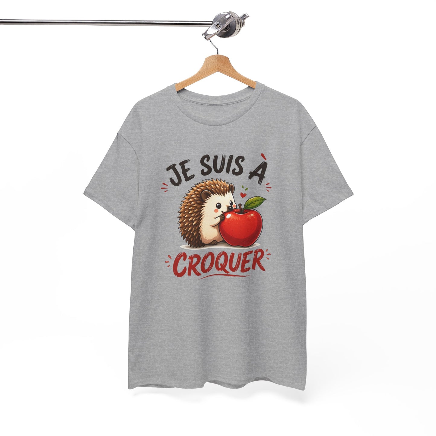 Tee Shirt Je Suis À Croquer – T-Shirt Hérisson Mignon avec Pomme – Cadeau Humour Animal Homme Femme