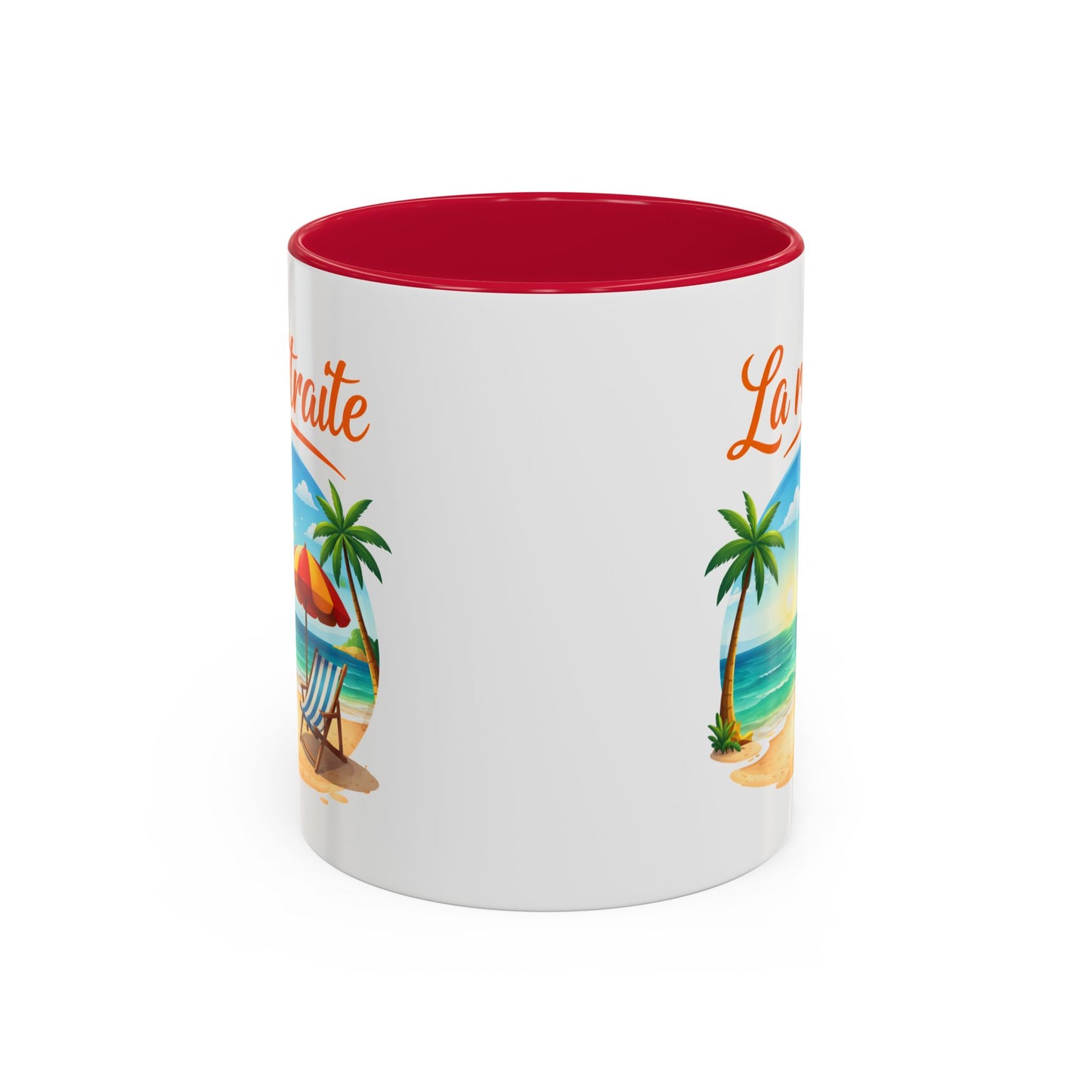 Mug Retraite Plage Tropicale – Tasse Vacances Soleil Mer Palmiers – Cadeau Départ Retraite Homme Femme – Céramique 325ml Noir Bleu Rouge