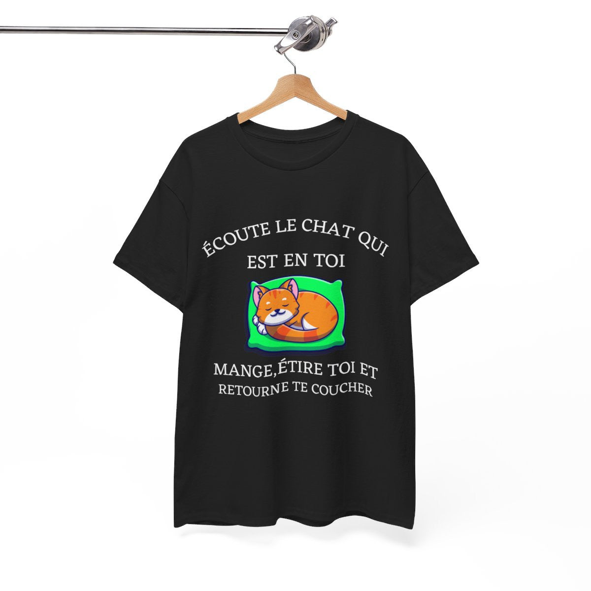 Tee shirt  Noir Unisex écoute le chat qui est en toi idée cadeau humour drôle amusant Homme/Femme