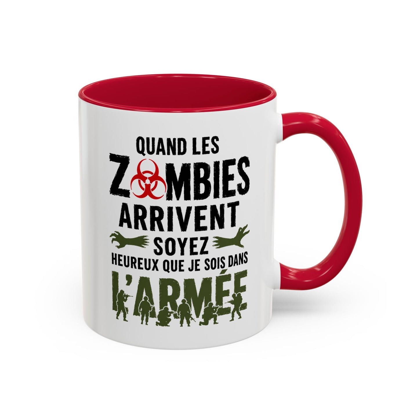 Mug Militaire Homme Femme – Tasse Humour Armée Zombie – Cadeau Original Soldat Passionné de Survie et Univers Militaire Noir Bleu Rouge