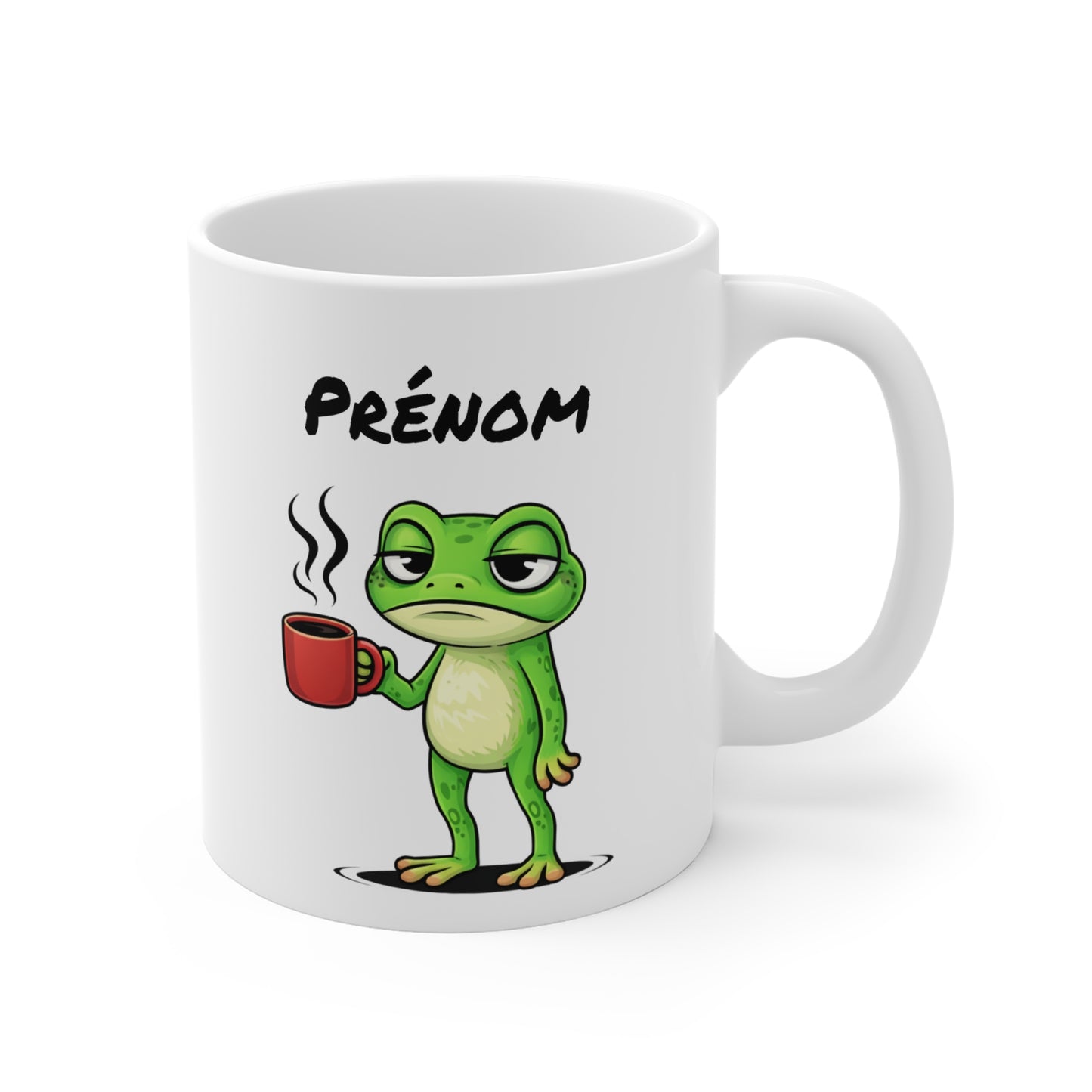 Mug Grenouille Fatiguée Personnalisable 325ml – Tasse Café Humour Animal Drôle Réveil Difficile Travail Bureau