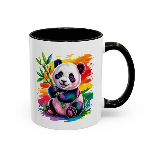Mug Panda Mignon Coloré – Tasse Animal Bambou Design Arc-en-Ciel – Cadeau Original Enfant Adulte – Céramique 325ml Noir Bleu Rouge