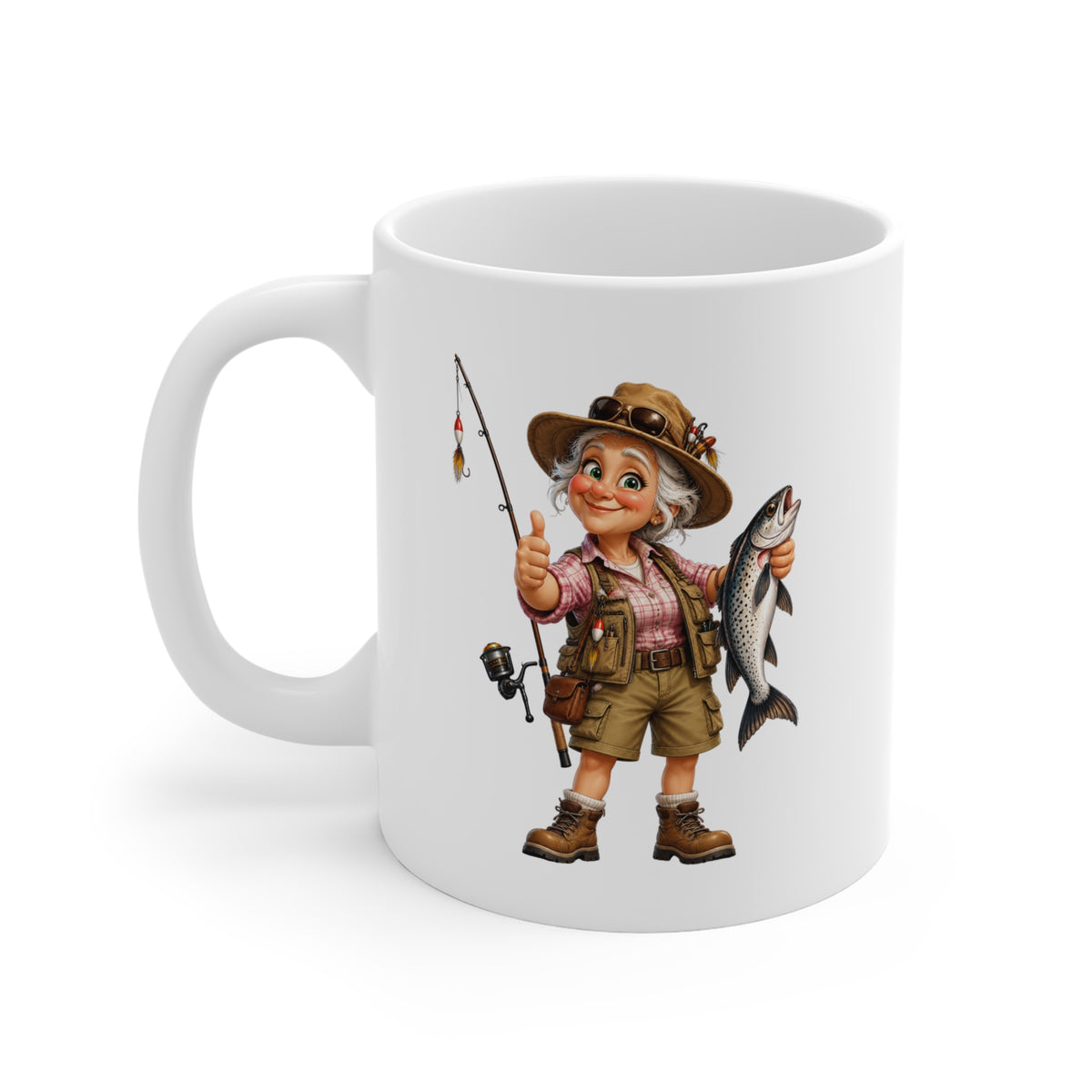 Mug Pêcheuse Femme – Tasse Passion Pêche avec Poisson – Cadeau Original Femme – Amatrice de Pêche