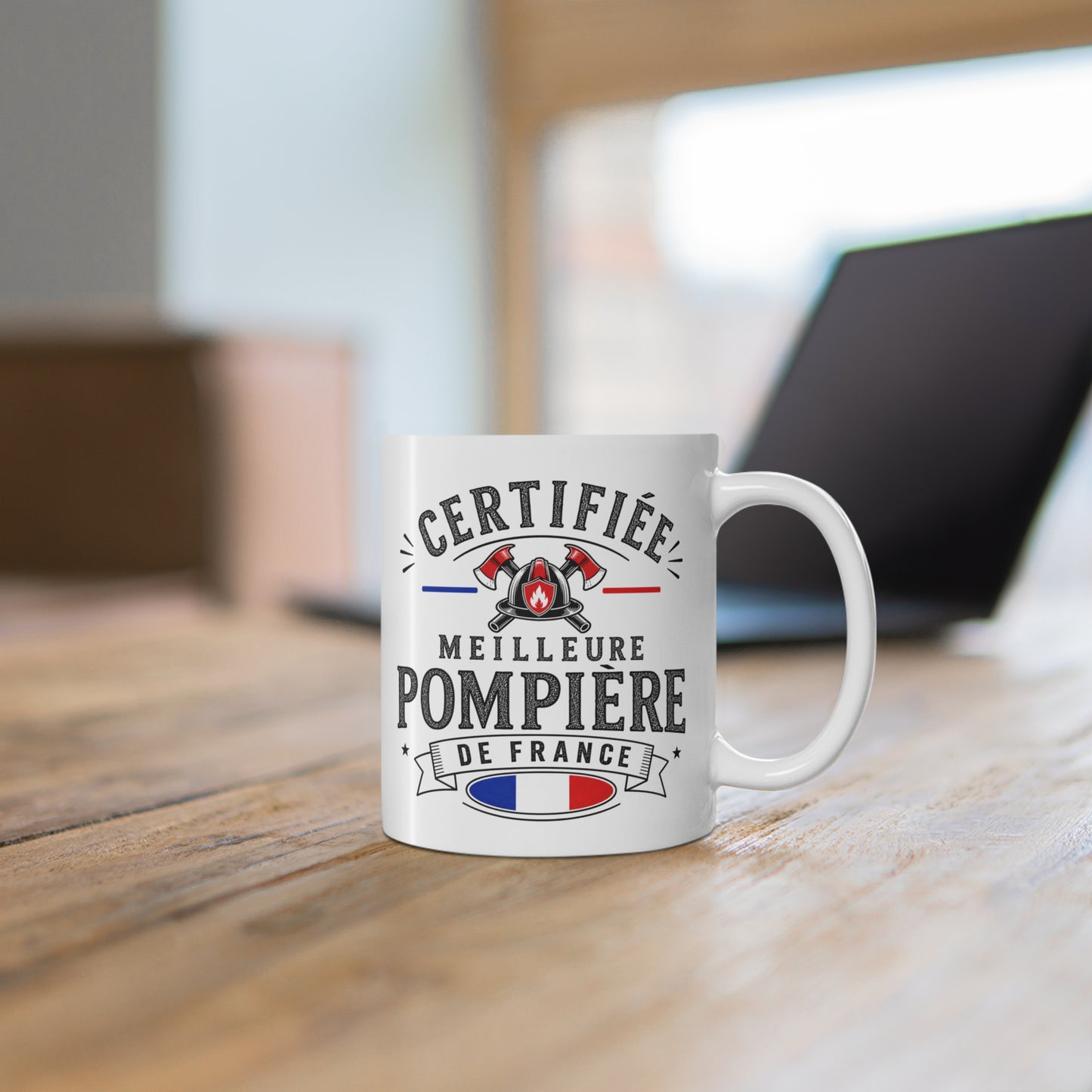 Mug Pompière Femme – Certifiée Meilleure Pompière de France – Tasse Métier – Cadeau Original Femme Pompier