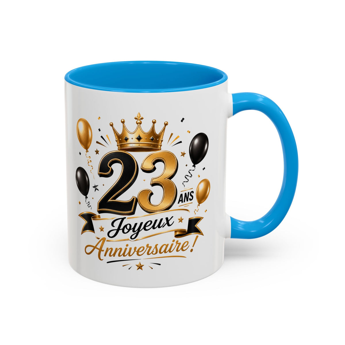 Mug Joyeux 23 Ans – Tasse Anniversaire 23 Ans – Cadeau Original pour Femme Homme – Idée Cadeau 23e Anniversaire Noir Bleu Rouge