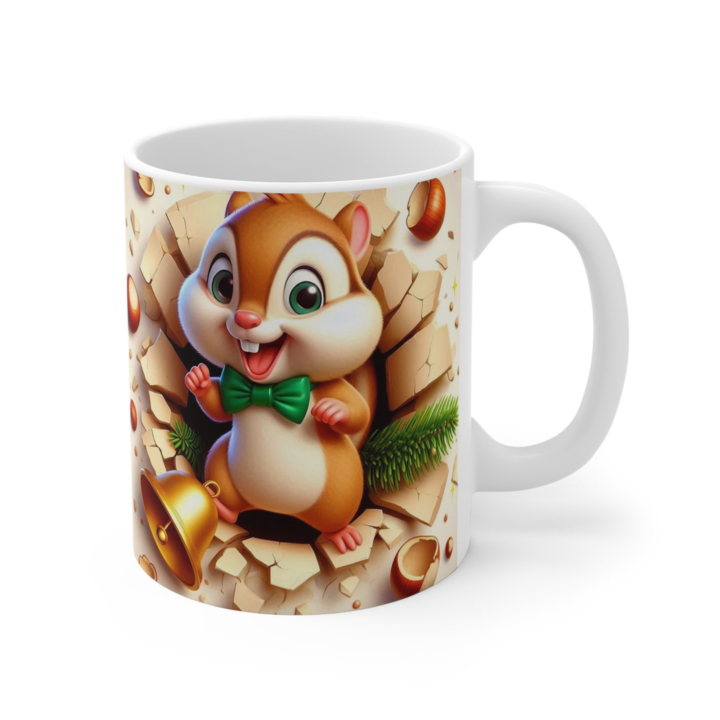 Tasse Écureuil Noël – Mug Céramique 325ml – Cadeau Hiver Festif Animaux Mignons
