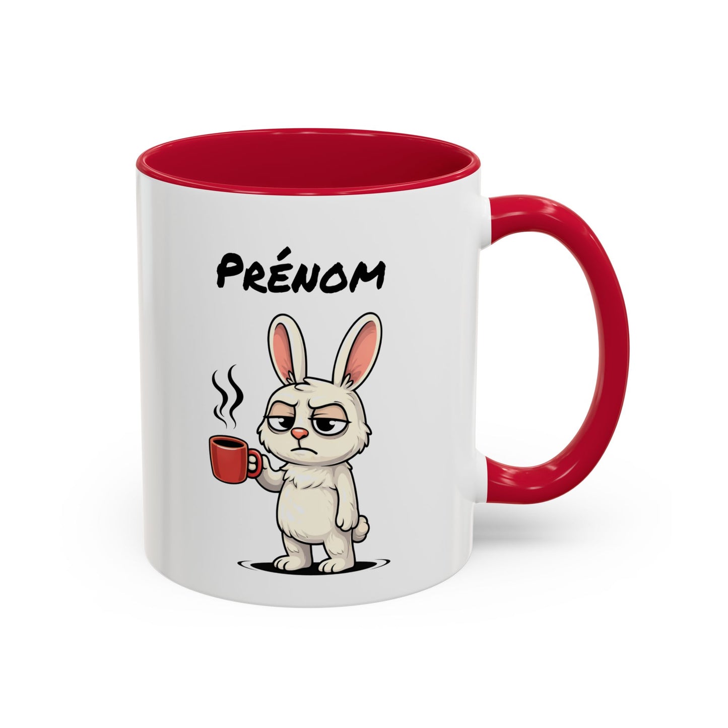 Mug Lapin Fatigué Personnalisable 325ml – Tasse Café Humoristique Animal Mignon Drôle Réveil Difficile