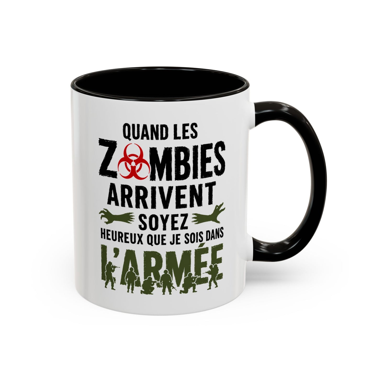 Mug Militaire Homme Femme – Tasse Humour Armée Zombie – Cadeau Original Soldat Passionné de Survie et Univers Militaire Noir Bleu Rouge