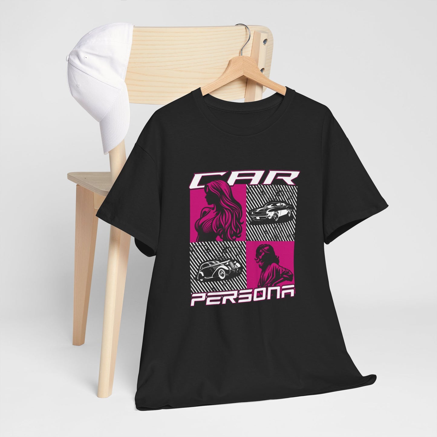 T-Shirt Femme Car Persona – Tee Shirt Voiture Vintage & Femme Style – Design Auto Chic Noir Blanc Gris Cadeau