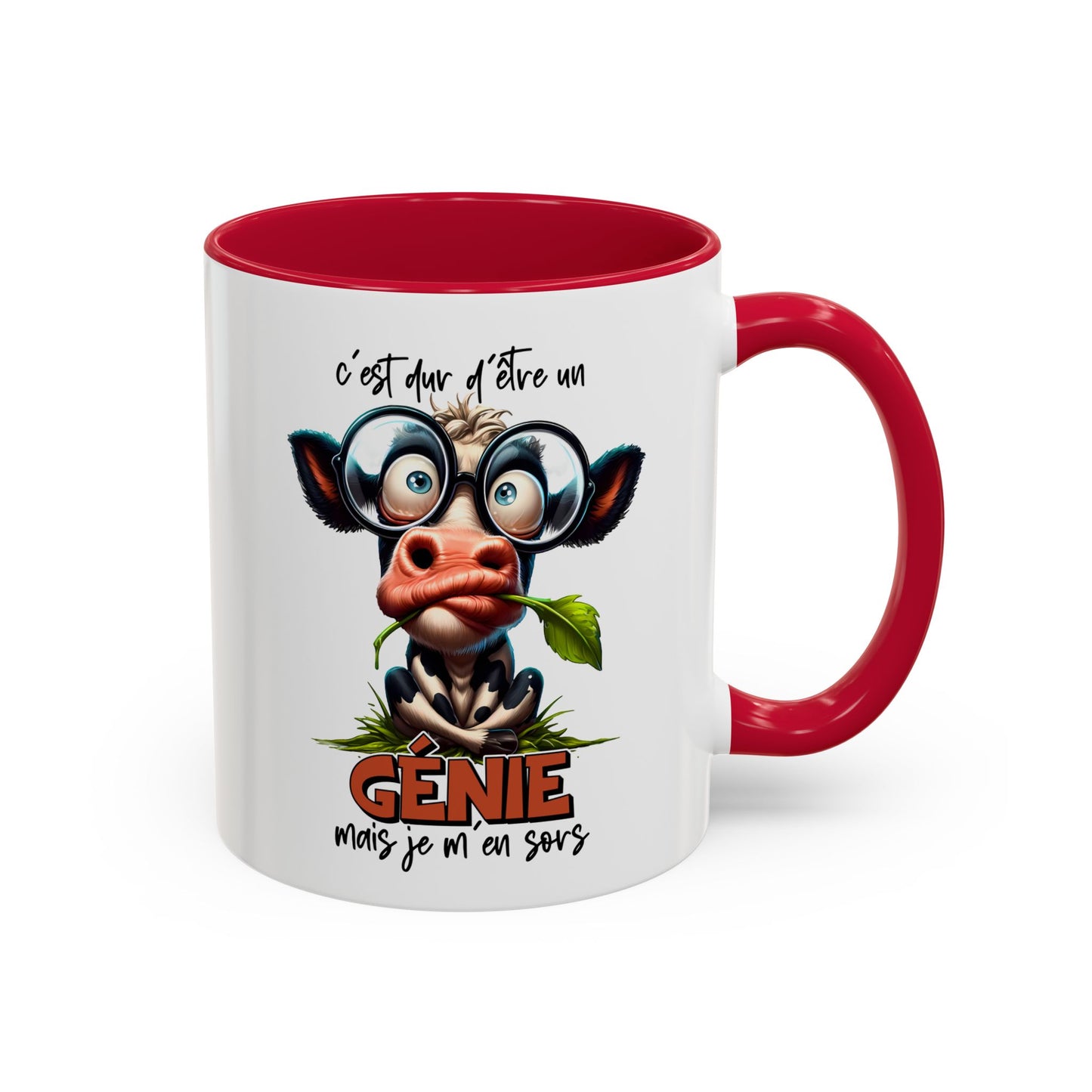 Tasse C’est Dur D’Être Un Génie Mais Je M’En Sors – Mug Humour Vache Drôle 325ml