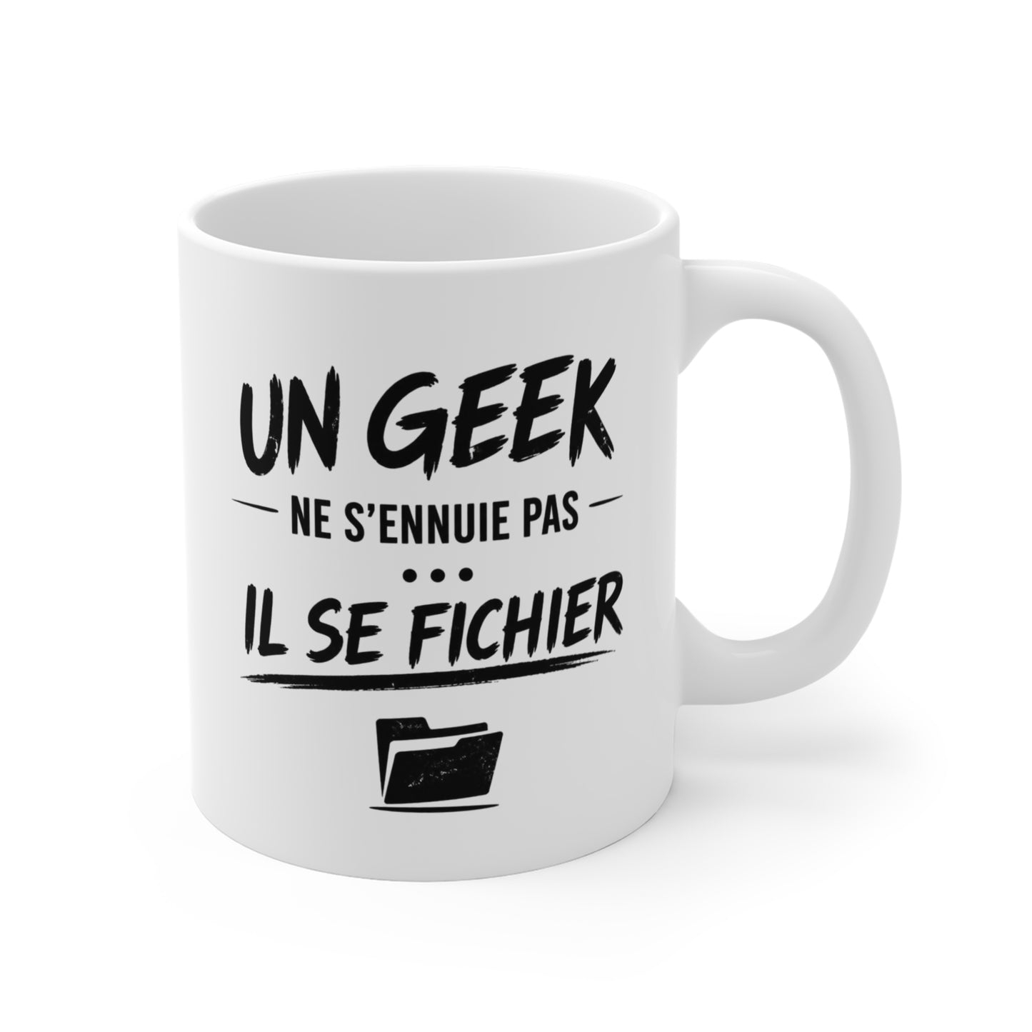 Tasse Geek Humour – Mug Un Geek Ne S’Ennuie Pas Il Se Fichier – Cadeau Informatique Gamer Développeur 325ml