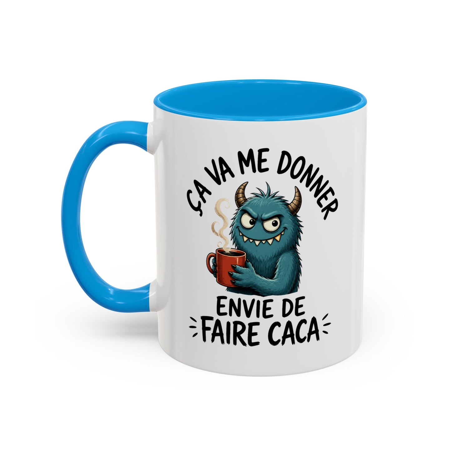 Mug Humoristique Monstre Bleu – Tasse Café Drôle – Cadeau Original Homme et Femme, Collègue Ami Noir Bleu Rouge