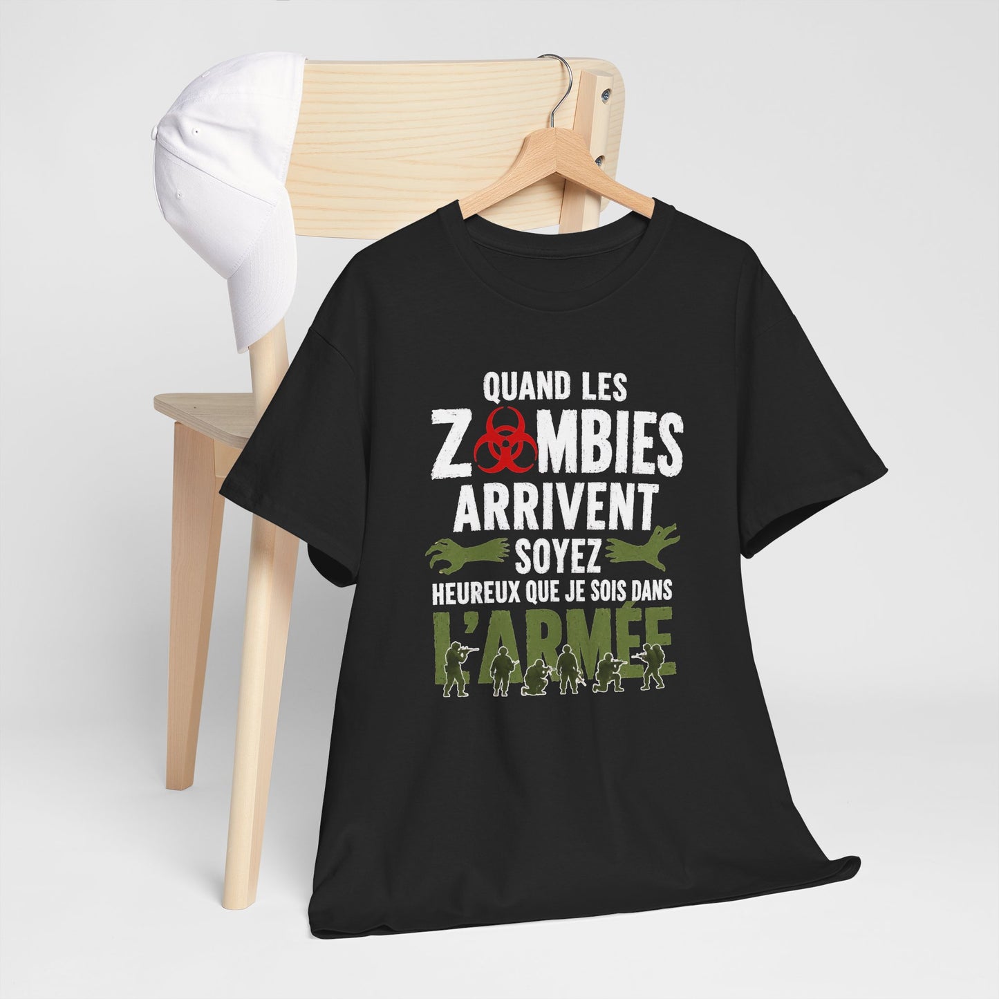 Tee Shirt Homme et Femme Zombie Armée Militaire Humour Survival Apocalypse Idée Cadeau