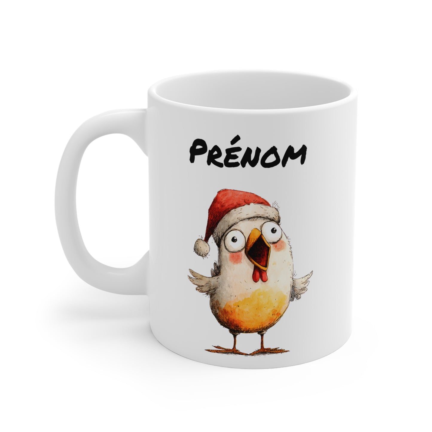 Tasse Personnalisable Oiseau Noël Marrant – Mug Prénom Festif – Cadeau Humoristique Hiver 325 ml