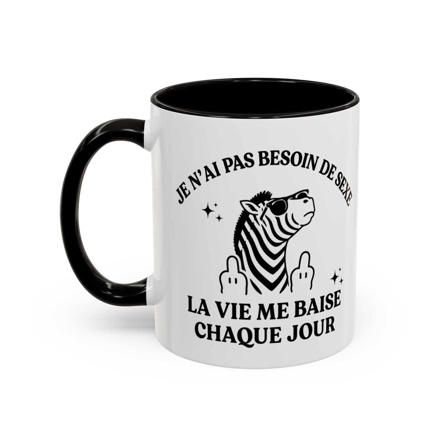 Mug Zèbre Humoristique – Tasse Humour Noir et Sarcasme – Cadeau Original Adulte – Céramique 325ml Noir Bleu Rouge