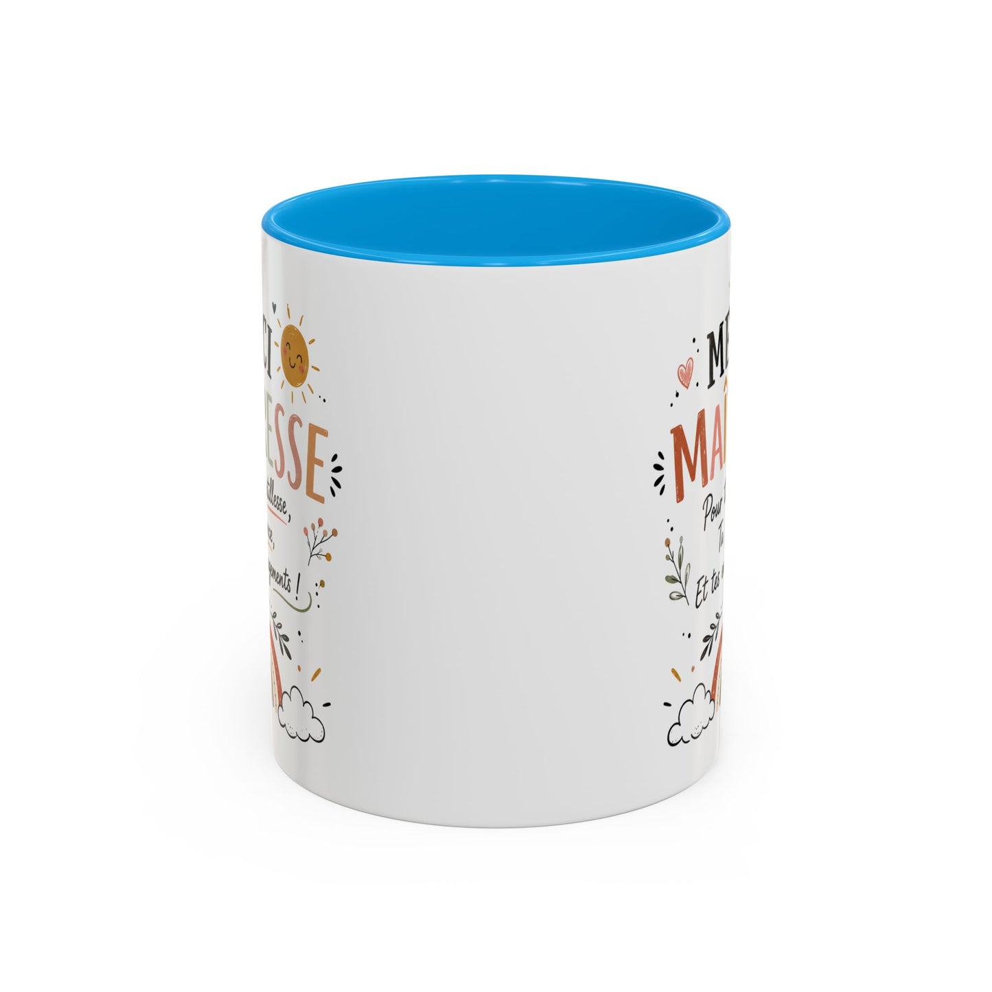 Tasse Merci Maîtresse – Mug Bohème Arc-en-Ciel – Cadeau Maîtresse École Femme 325ml