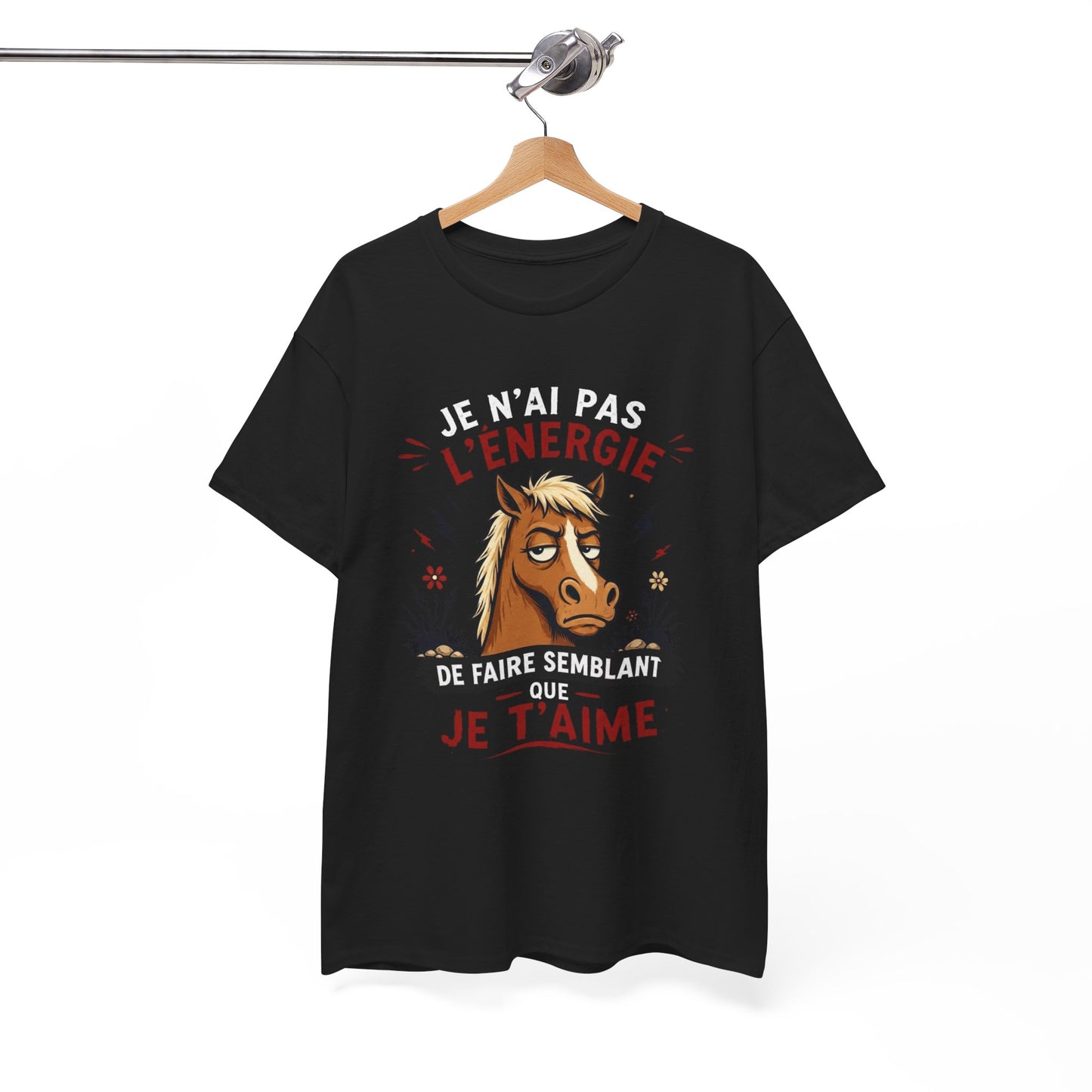 Tee-Shirt Homme et Femme Humour – Cheval Drôle Fatigué Blasé – Cadeau Original Amusant pour Amoureux des Chevaux et Équitation