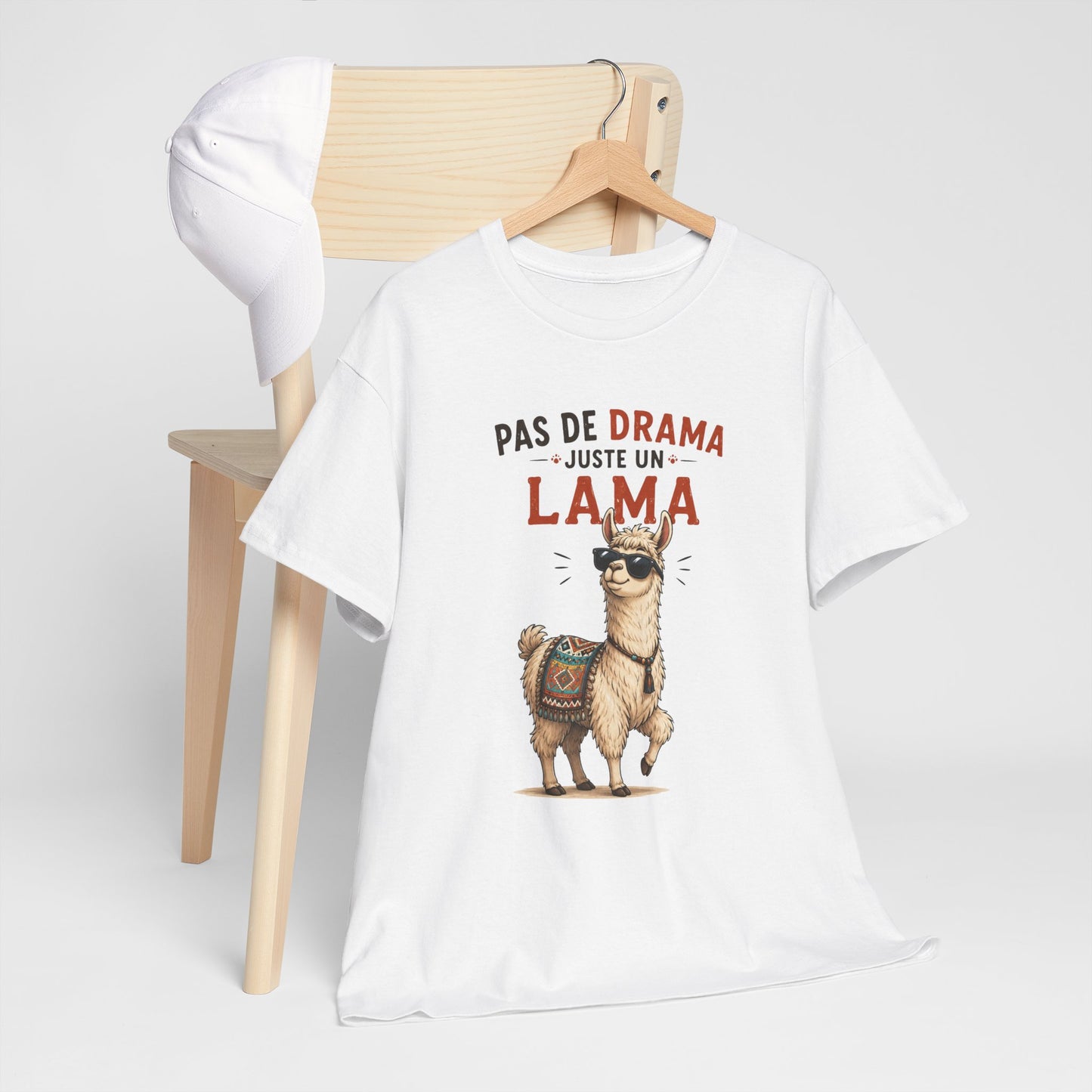 T-Shirt Humour Homme et Femme – Lama Drôle avec Lunettes – Animal Rigolo – Cadeau Original Anniversaire