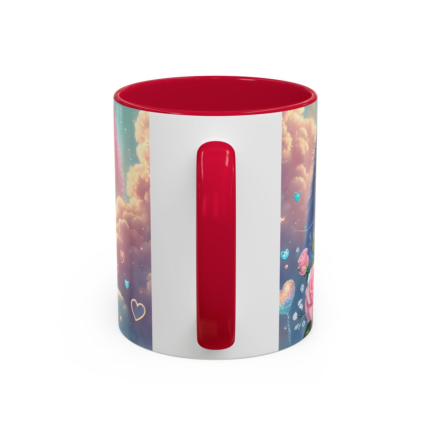 Mug Chat Blanc Kawaii – Tasse Féérique Pastel avec Arc-en-Ciel et Roses – Cadeau Amoureux des Chats 325ml