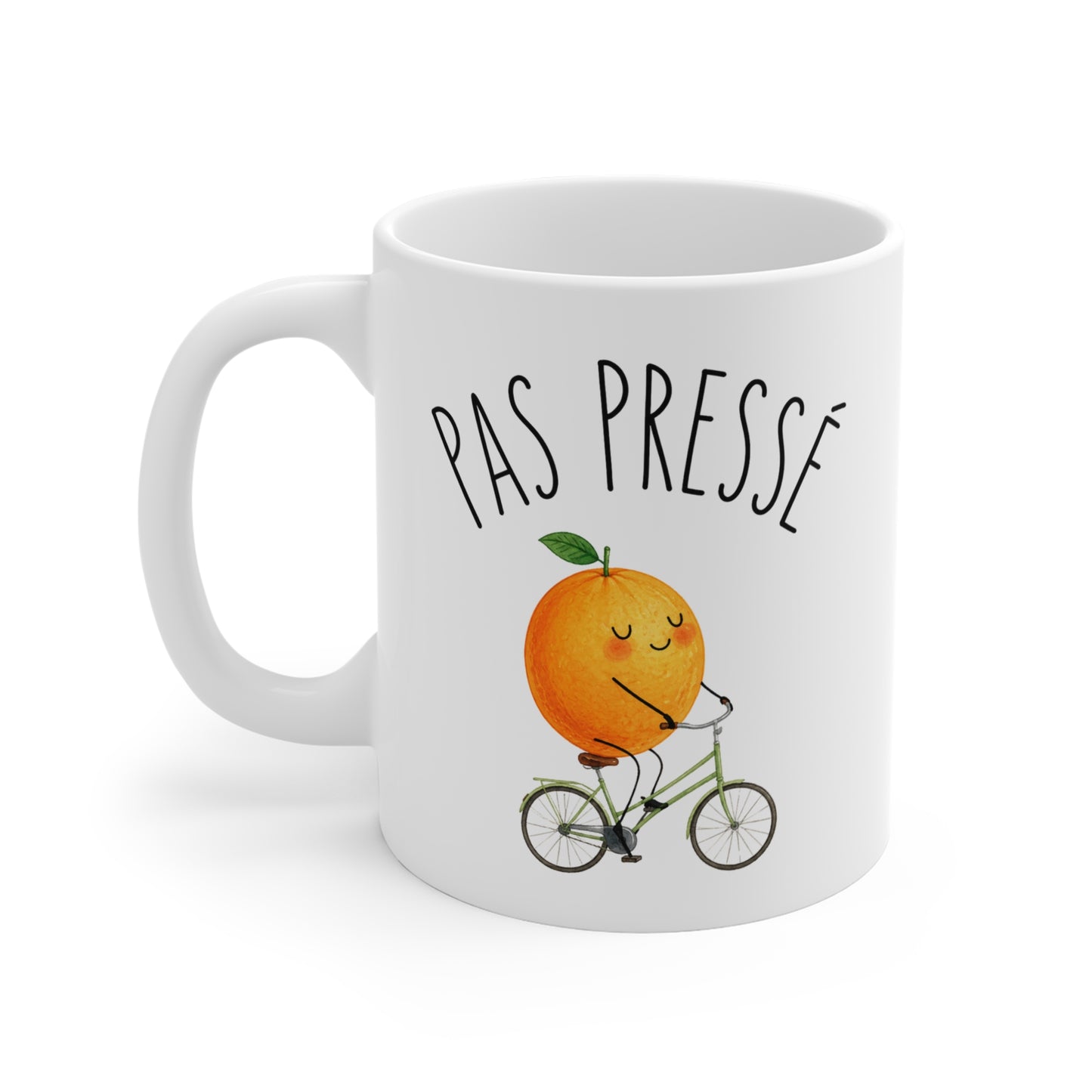 Tasse Pas Pressé – Mug Orange Mignonne À Vélo – Cadeau Humour Homme Femme 325ml
