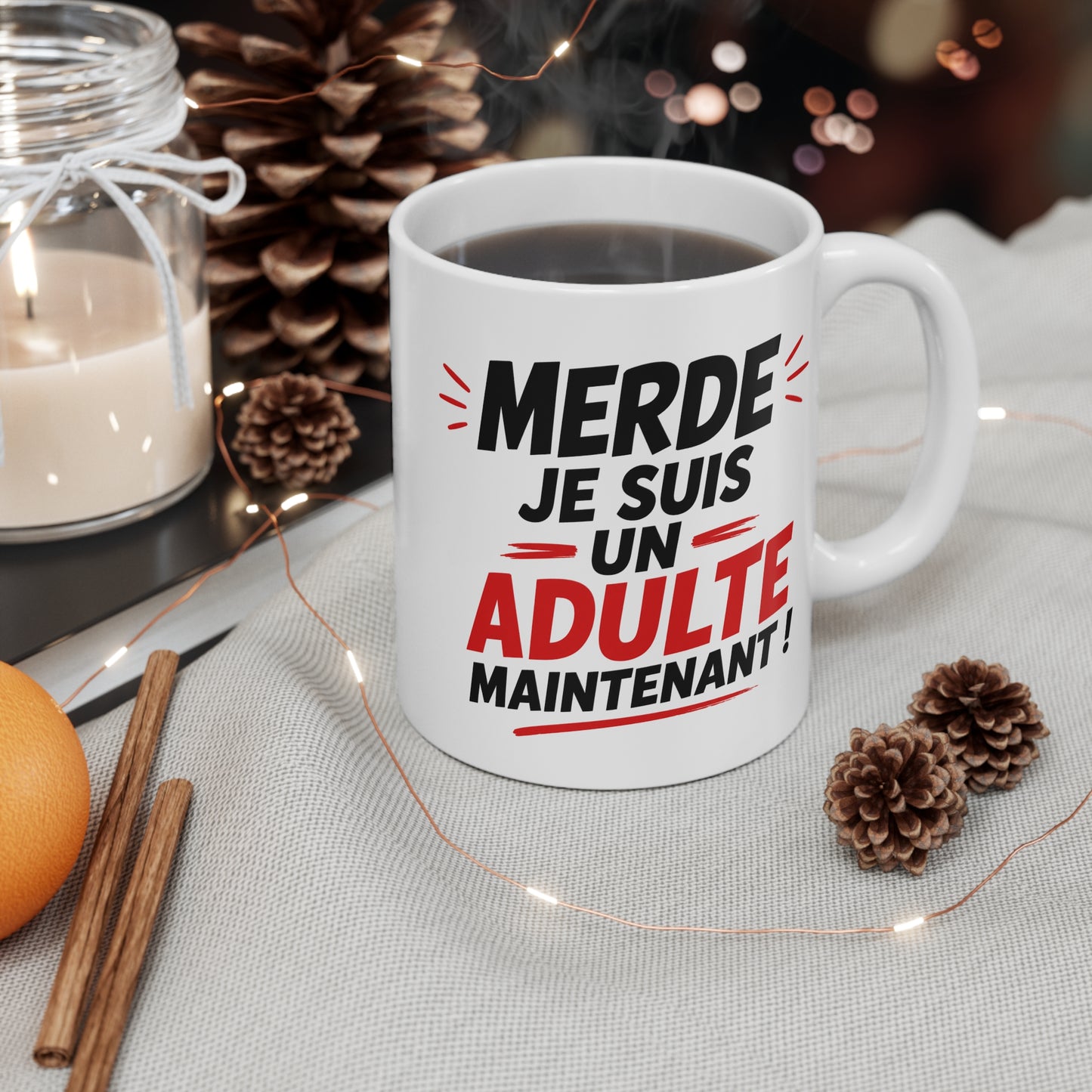 Tasse Merde Je Suis Un Adulte Maintenant – Mug Humour Adulte 18 ans – Cadeau Drôle Homme Femme 325ml