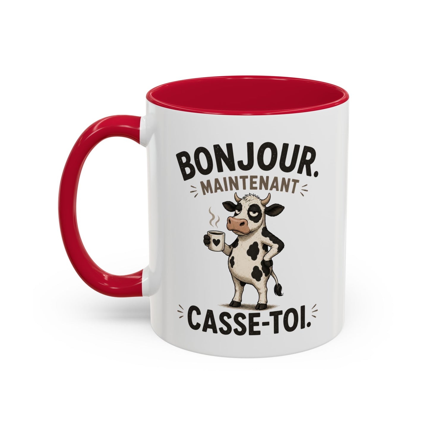 Mug Humoristique Vache Blasée – Tasse Café Sarcastique – Cadeau Original Homme et Femme, Ami ou Collègue – 325 ml Noir Bleu Rouge