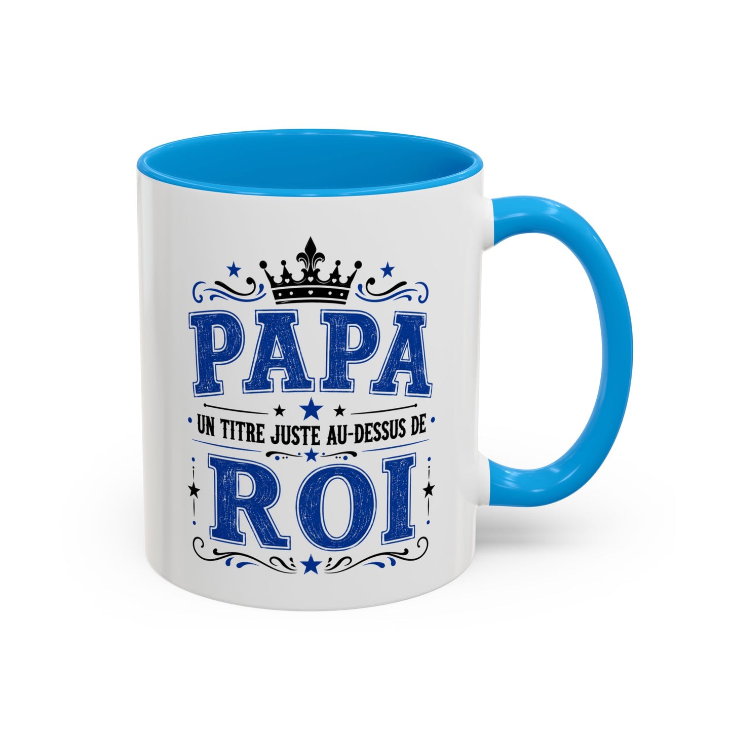 Mug Papa Homme – Tasse Cadeau Père Roi de la Famille – Idée Originale Anniversaire Fête des Pères Noël Noir Bleu Rouge