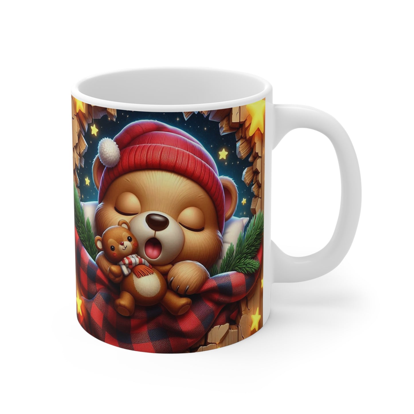 Tasse Ourson Hiver – Mug Céramique 325ml – Cadeau Cocooning Noël Animaux Mignons