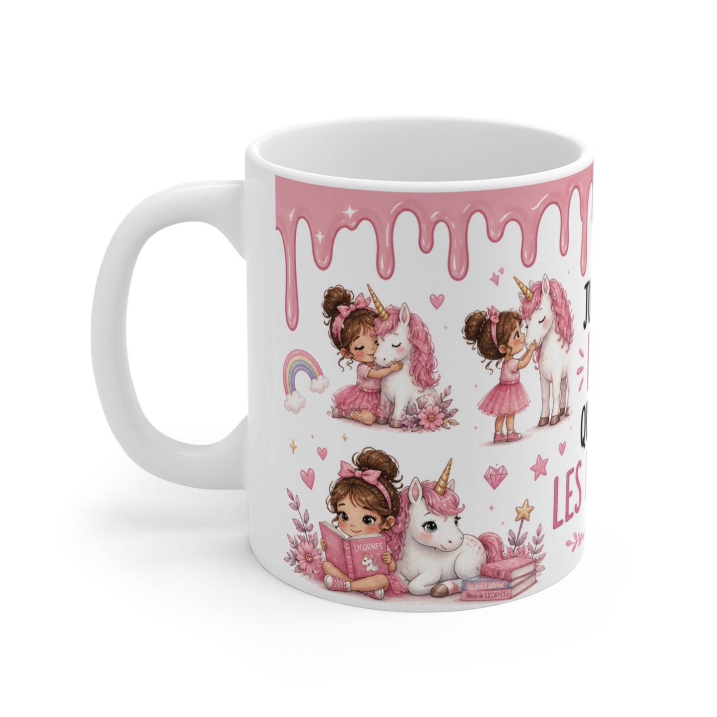 Tasse Juste Une Fille Qui Adore Les Licornes – Mug Licorne Kawaii Princesse Arc-en-ciel Rose – Cadeau Fille Enfant 325ml