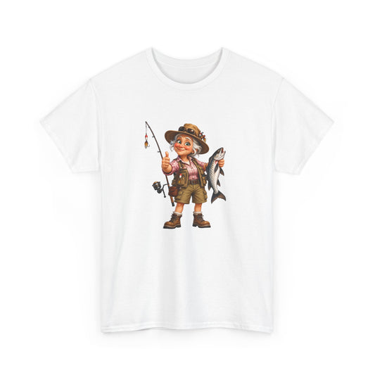 Tee Shirt Pêche Femme – Pêcheuse avec Poisson – T-Shirt Passion Pêche Cadeau Femme