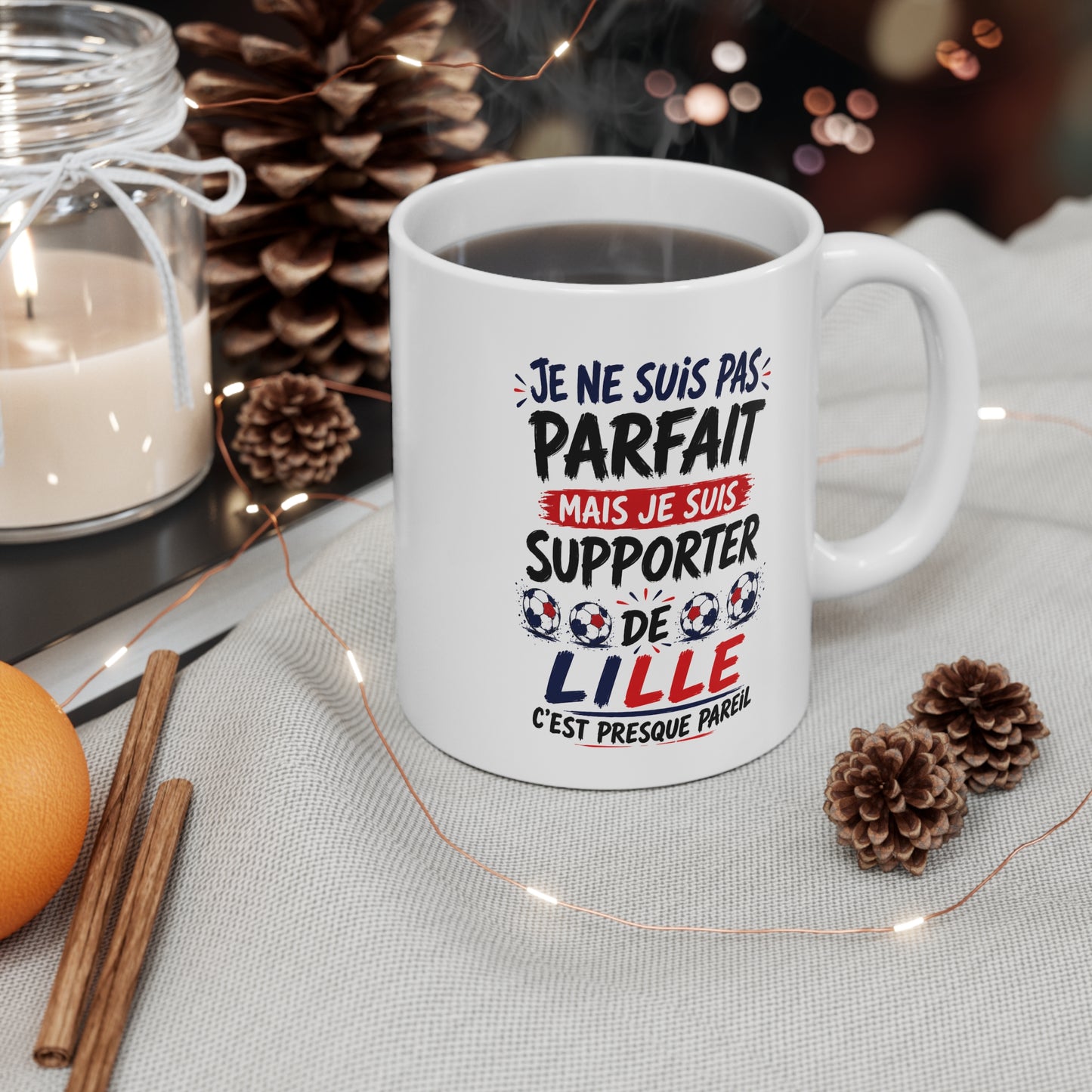 Tasse Je Ne Suis Pas Parfait Mais Je Suis Supporter De Lille – Mug Humour Football – Cadeau Passionné de Football 325ml