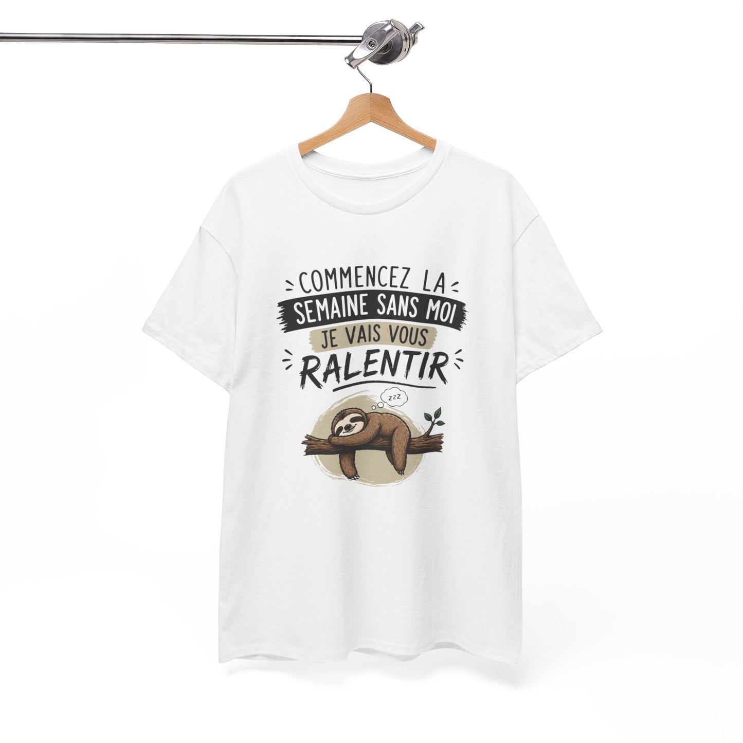T-Shirt Paresseux Humour Commencez la Semaine Sans Moi – Tee Shirt Drôle Motivation Lundi Fainéant Cadeau Original
