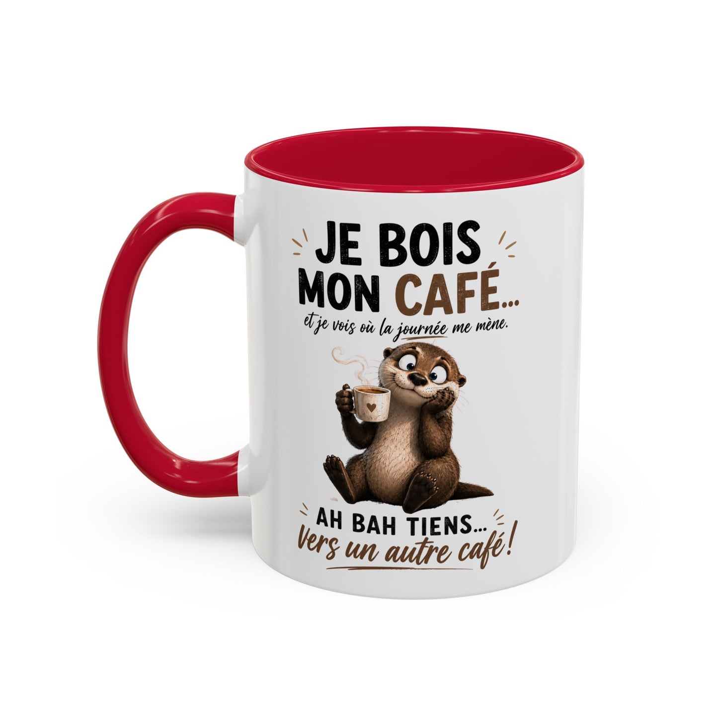 Tasse Je Bois Mon Café Et Je Vois Où La Journée Me Mène – Mug Humour Café Loutre – Cadeau Homme Femme 325ml