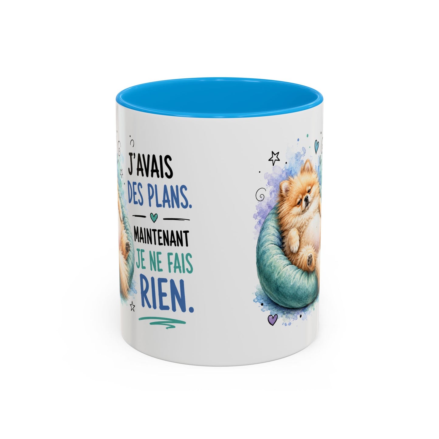 Tasse Spitz Nain Drôle Homme Femme – Mug J'Avais des Plans Maintenant Je Ne Fais Rien – Cadeau Humour Chien 325 ml