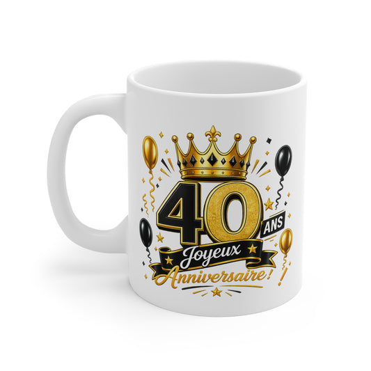 Mug Joyeux 40 Ans – Tasse Anniversaire 40 Ans – Cadeau Original pour Femme Homme – Idée Cadeau 40e Anniversaire