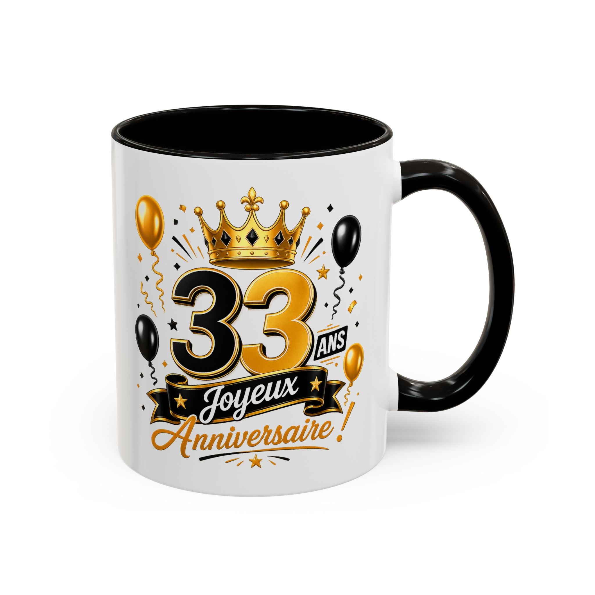 Mug Joyeux 33 Ans – Tasse Anniversaire 33 Ans – Cadeau Original pour Femme Homme – Idée Cadeau 33e Anniversaire Noir Bleu Rouge