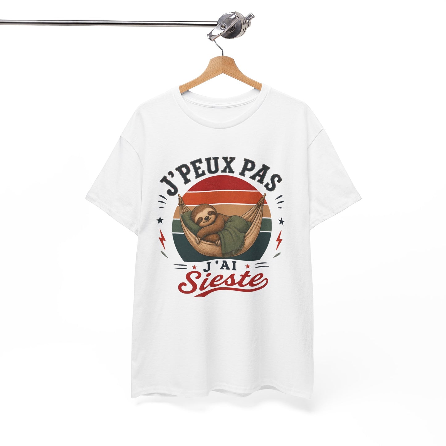 T-Shirt J’Peux Pas J’Ai Sieste – Tee Shirt Humour Paresseux Vintage – Cadeau Repos Homme Femme