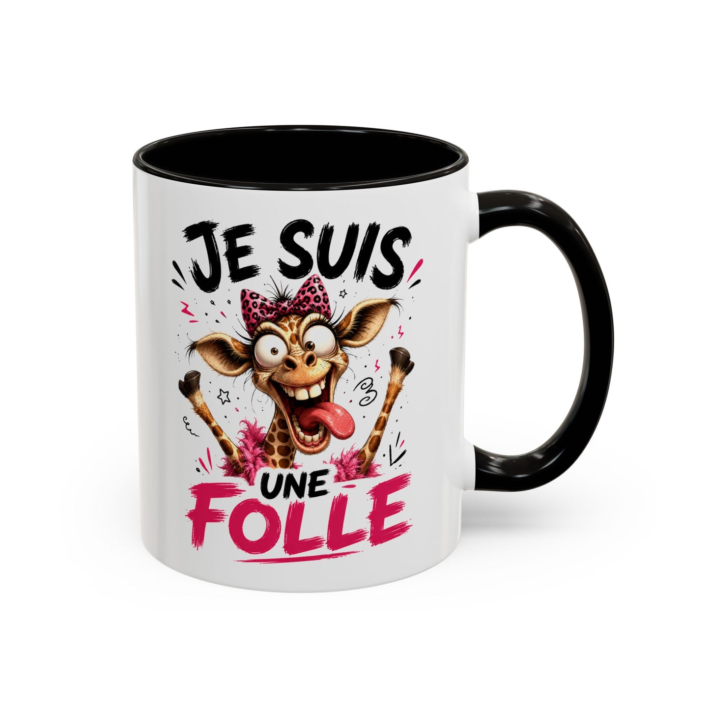 Tasse Je Suis Une Folle – Mug Girafe Folle Humoristique – Cadeau Femme Drôle et Délirant 325ml