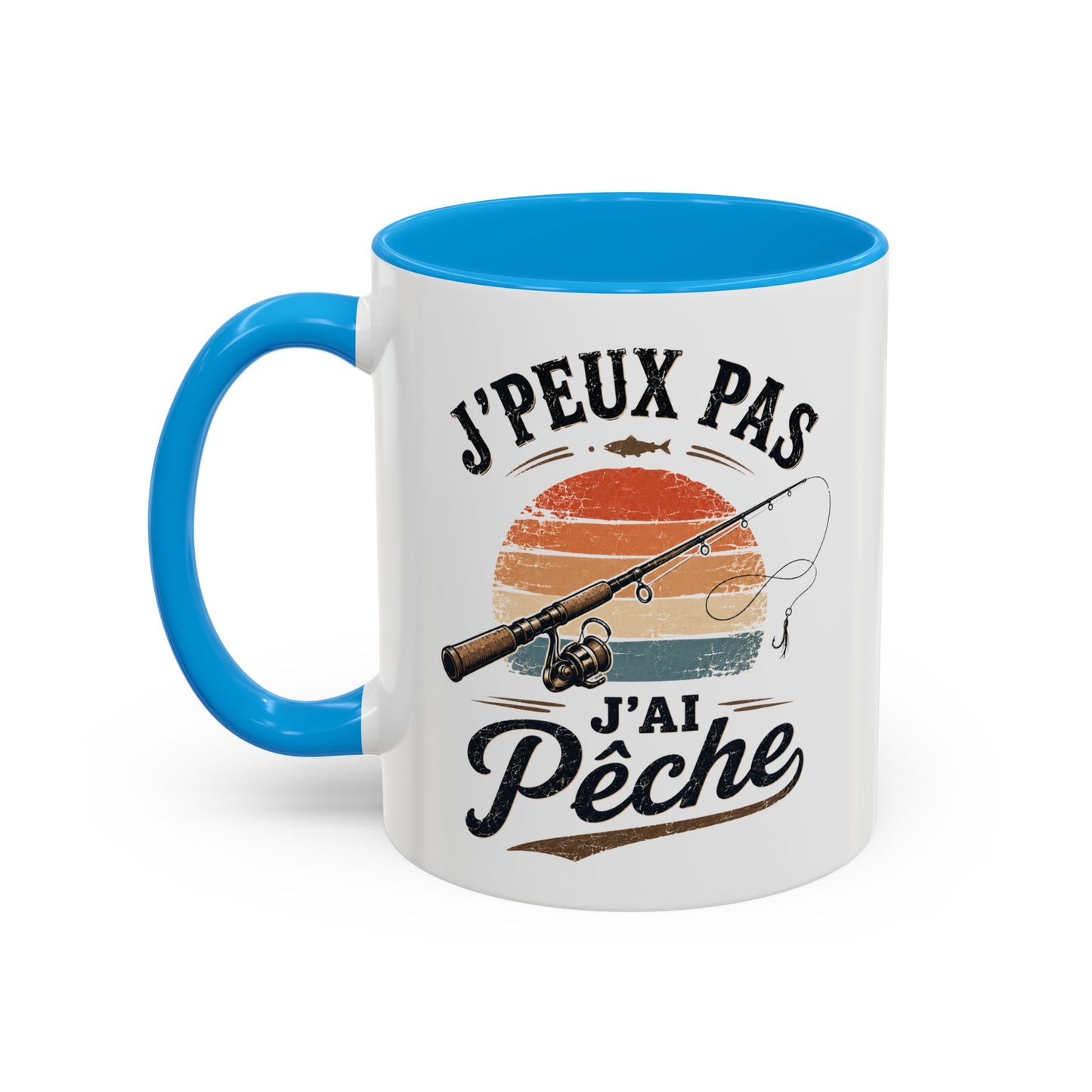Tasse J’Peux Pas J’Ai Pêche – Mug Pêche Vintage Humoristique – Cadeau Pêcheur Homme Nature 325ml