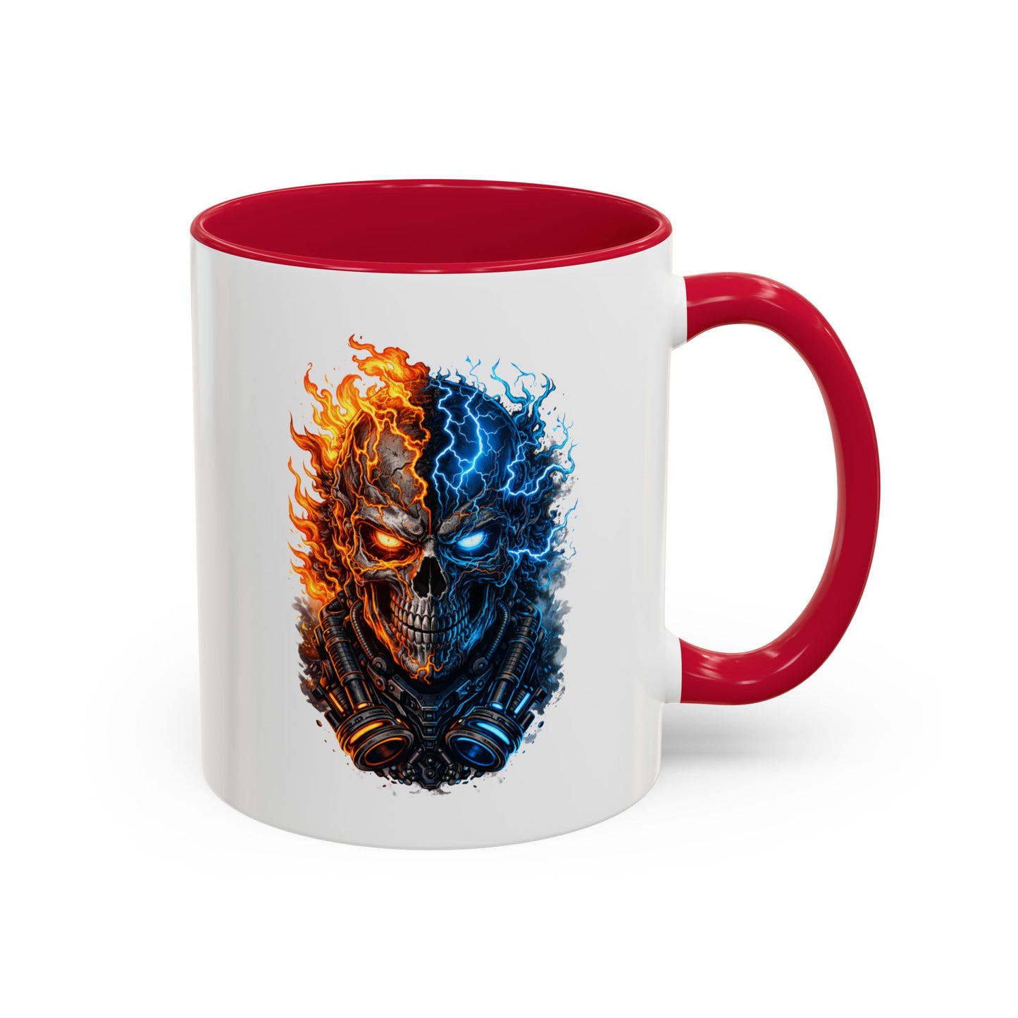 Tasse Crâne Feu et Glace – Mug Skull Dark Électrique Flamme – Cadeau Gamer Gothique Rock – Céramique 325ml