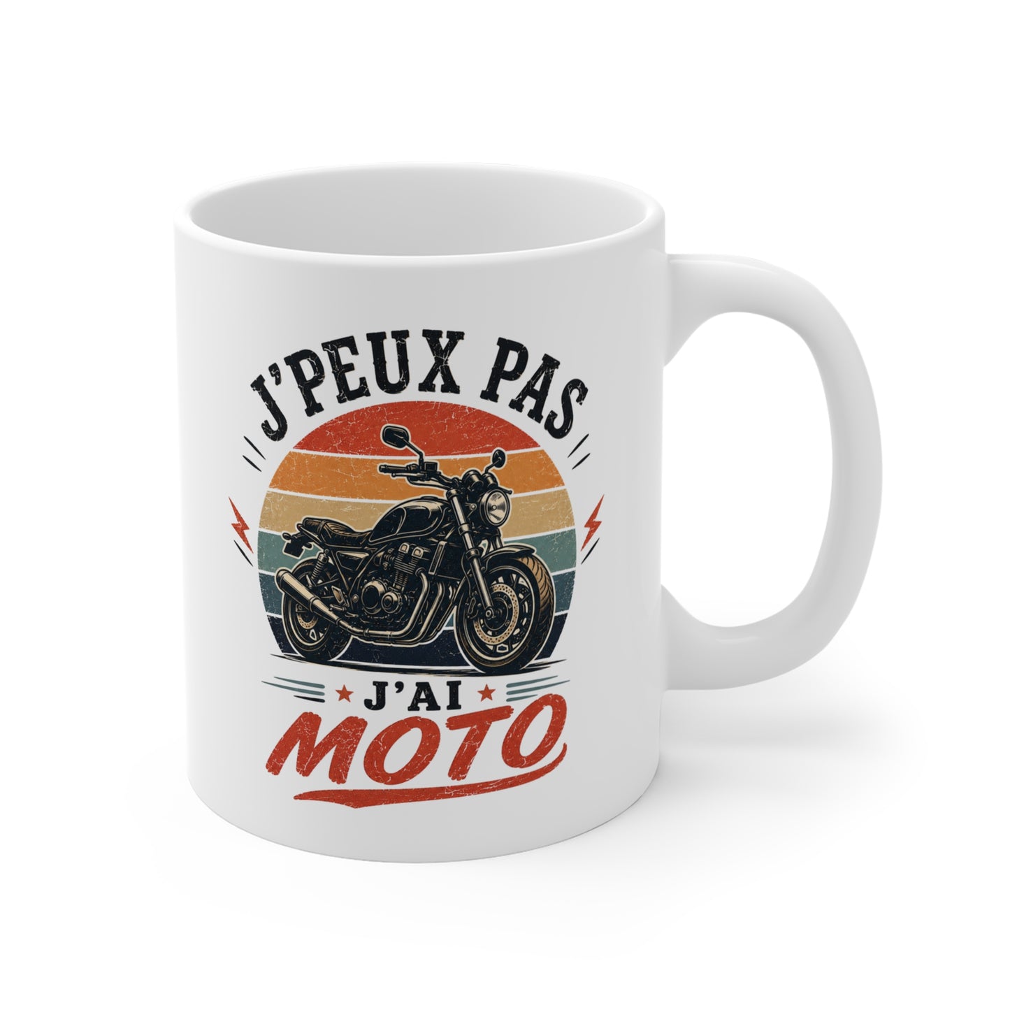 Tasse J’Peux Pas J’Ai Moto – Mug Humour Motard Vintage – Cadeau Moto Homme Femme 325ml