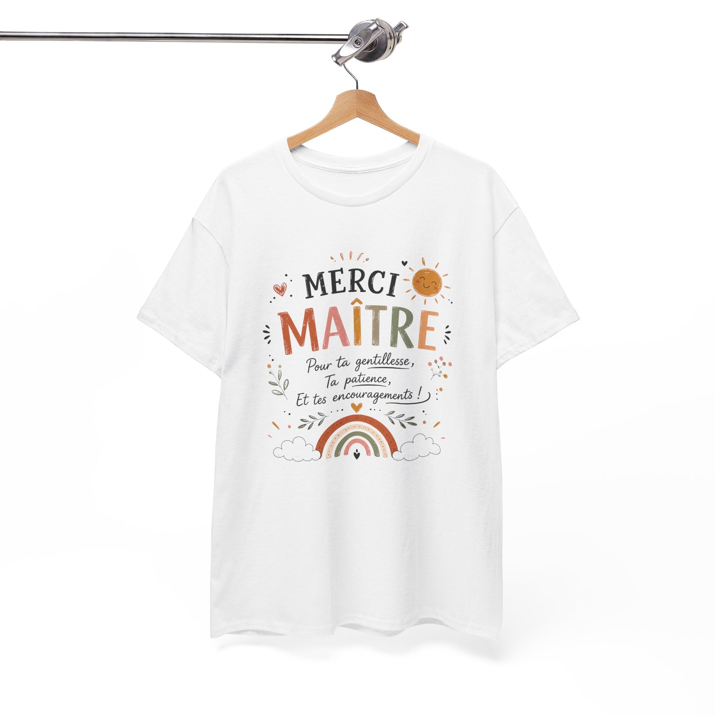 Tee-Shirt Merci Maître Homme – Cadeau Fin d’Année Scolaire Enseignant École Primaire Remerciement Institututeur